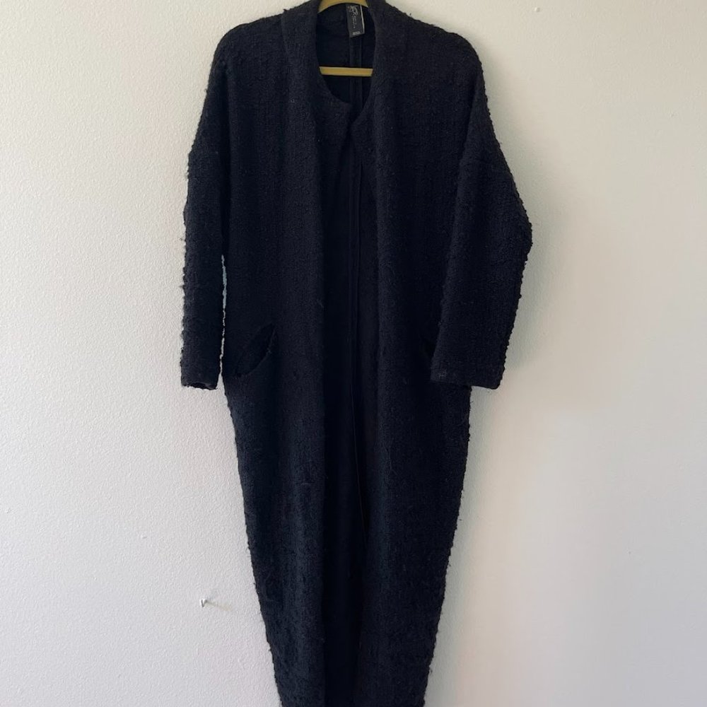 MARIA CORNEJO Black Textured Midi Coat